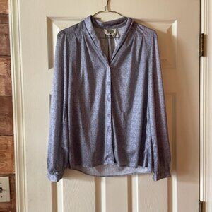 Organically Grown by Arpeja vintage gray paisley long slv blouse, M, good cond.